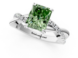 White gold Fancy Green Radiant  Cut Diamond Twist Band Solitaire with Prong Setting_56
