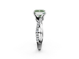 White gold Fancy Green Radiant  Cut Diamond Twist Band Solitaire with Prong Setting_57