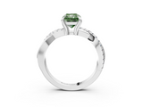 White gold Fancy Green Radiant  Cut Diamond Twist Band Solitaire with Prong Setting_58