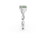 White gold Fancy Green Radiant  Cut Diamond Twisted Band Engagement Ring with Prong Setting_5