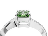 White gold Fancy Green Radiant  Cut Diamond Twisted Band Engagement Ring with Prong Setting_7