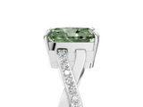 White gold Fancy Green Radiant  Cut Diamond Twisted Band Engagement Ring with Prong Setting_8