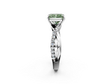 White gold Fancy Green Radiant  Cut Diamond Twisted Band with Pavé Setting and Four-Prong Setting_22
