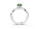 White gold Fancy Green Radiant  Cut Diamond Twisted Band with Pavé Setting and Four-Prong Setting_23