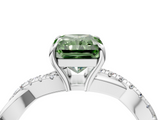 White gold Fancy Green Radiant  Cut Diamond Twisted Band with Pavé Setting and Four-Prong Setting_24