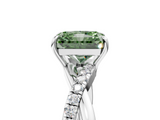 White gold Fancy Green Radiant  Cut Diamond Twisted Band with Pavé Setting and Four-Prong Setting_25
