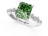 White gold Fancy Green Radiant  Cut Diamond Vine Band with Four-Prong Setting_54