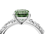 White gold Fancy Green Radiant  Cut Diamond Vine Band with Four-Prong Setting_56