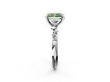 White gold Fancy Green Radiant  Cut Diamond Vine Band with Four-Prong Setting_59