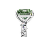 White gold Fancy Green Radiant  Cut Diamond Vine Band with Four-Prong Setting_62