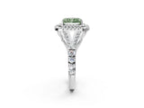 White gold Fancy Green Radiant  Cut Double Halo Split Shank Diamond Ring with Prong Setting_51