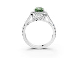 White gold Fancy Green Radiant  Cut Double Halo Split Shank Diamond Ring with Prong Setting_52