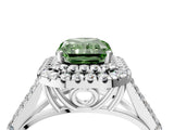 White gold Fancy Green Radiant  Cut Double Halo Split Shank Diamond Ring with Prong Setting_53