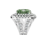 White gold Fancy Green Radiant  Cut Double Halo Split Shank Diamond Ring with Prong Setting_54