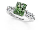 White gold Fancy Green Radiant  Cut Five-Stone Prong Set Diamond Ring with Classic Band_33