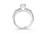 White gold Fancy Green Radiant  Cut Five-Stone Prong Set Diamond Ring with Classic Band_35