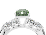 White gold Fancy Green Radiant  Cut Five-Stone Prong Set Diamond Ring with Classic Band_36