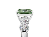White gold Fancy Green Radiant  Cut Five-Stone Prong Set Diamond Ring with Classic Band_37