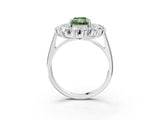 White gold Fancy Green Radiant Cut Halo Cluster Diamond Ring with Pave Band and Four-Prong Setting_15