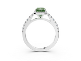 White gold Fancy Green Radiant  Cut Halo Diamond Engagement Ring with Pave Band and Four-Prong Setting_31