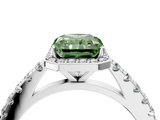 White gold Fancy Green Radiant  Cut Halo Diamond Engagement Ring with Pave Band and Four-Prong Setting_32