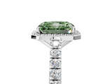 White gold Fancy Green Radiant  Cut Halo Diamond Engagement Ring with Pave Band and Four-Prong Setting_33