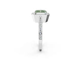 White gold Fancy Green Radiant Cut Halo Diamond Engagement Ring with Split Shank Band and Four-Prong Setting_2