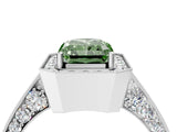 White gold Fancy Green Radiant Cut Halo Diamond Engagement Ring with Split Shank Band and Four-Prong Setting_4
