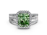 White gold Fancy Green Radiant  Cut Halo Diamond Engagement Ring with Split Shank and Four-Prong Setting_20
