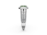White gold Fancy Green Radiant  Cut Halo Diamond Engagement Ring with Split Shank and Four-Prong Setting_22
