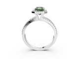 White gold Fancy Green Radiant  Cut Halo Diamond Engagement Ring with Split Shank and Four-Prong Setting_23