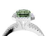 White gold Fancy Green Radiant  Cut Halo Diamond Engagement Ring with Split Shank and Four-Prong Setting_24