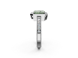 White gold Fancy Green Radiant  Cut Halo Diamond Pave Band Ring with Four-Prong Setting_47