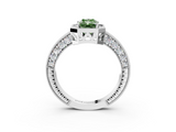 White gold Fancy Green Radiant  Cut Halo Diamond Pave Band Ring with Four-Prong Setting_53
