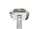 White gold Fancy Green Radiant  Cut Halo Diamond Pave Band Ring with Four-Prong Setting_55