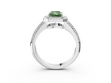 White gold Fancy Green Radiant  Cut Halo Diamond Pave Band with Four-Prong Setting_40