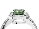 White gold Fancy Green Radiant  Cut Halo Diamond Pave Band with Four-Prong Setting_41