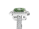 White gold Fancy Green Radiant  Cut Halo Diamond Pave Band with Four-Prong Setting_42