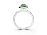 White gold Fancy Green Radiant Cut Halo Diamond Pave Band with Prong Setting_3