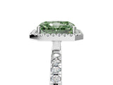 White gold Fancy Green Radiant Cut Halo Diamond Pave Band with Prong Setting_5