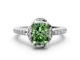 White gold Fancy Green Radiant  Cut Halo Diamond Ring with Channel Set Band and Four-Prong Setting_49