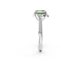 White gold Fancy Green Radiant  Cut Halo Diamond Ring with Channel Set Band and Four-Prong Setting_51