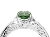 White gold Fancy Green Radiant  Cut Halo Diamond Ring with Channel Set Band and Four-Prong Setting_52