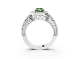 White gold Fancy Green Radiant  Cut Halo Diamond Ring with Pavé Band and Four-Prong Setting_54