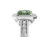 White gold Fancy Green Radiant  Cut Halo Diamond Ring with Pavé Band and Four-Prong Setting_57