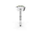 White gold Fancy Green Radiant  Cut Halo Diamond Ring with Pavé Band and Milgrain Prong Setting_34