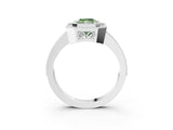 White gold Fancy Green Radiant  Cut Halo Diamond Ring with Pavé Band and Milgrain Prong Setting_35