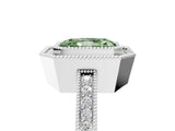 White gold Fancy Green Radiant  Cut Halo Diamond Ring with Pavé Band and Milgrain Prong Setting_37