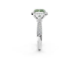 White gold Fancy Green Radiant Cut Halo Diamond Ring with Pavé Band_26