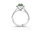 White gold Fancy Green Radiant Cut Halo Diamond Ring with Pavé Band_27